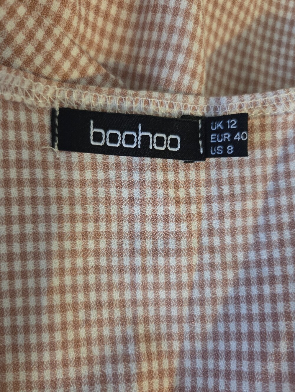 Boohoo Petal Pink Gingham | Printed Midi Womens Dress Size us 8 - Picture 11 of 11